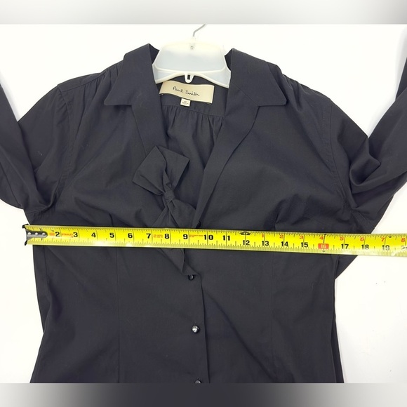 Paul Smith Italy Womens Button Up Bow Blouse Top Size 42 US S Black Long Sleeve - Picture 9 of 11